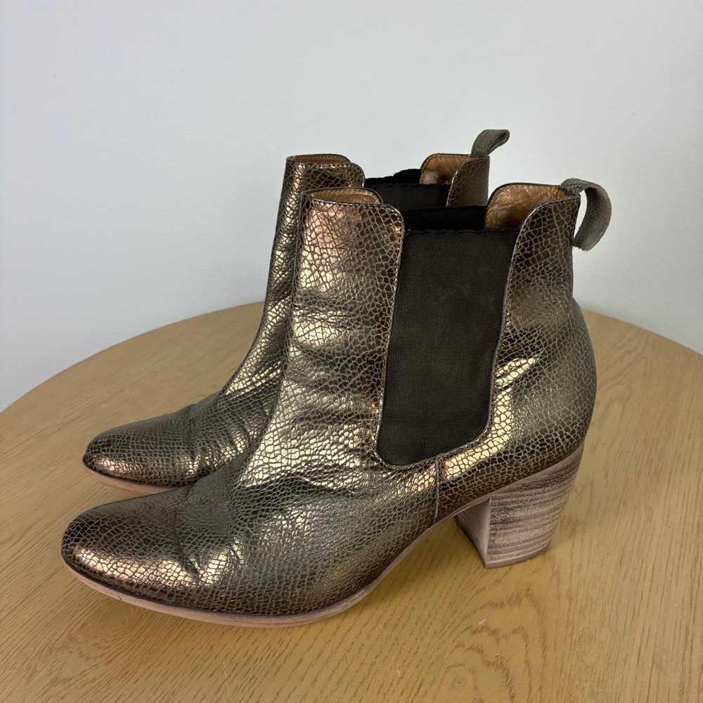 Sundance Metallic Leather Chelsea Ankle Boots Women's EU 39 US 8.5 Fall Western